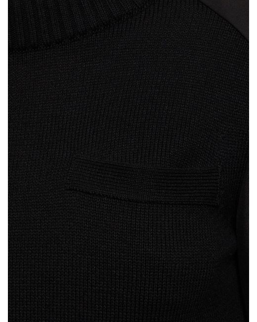 Sacai Black Cotton Gabardine Knit S/S Mini Dress