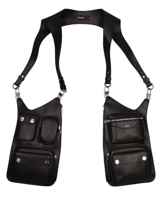 Amiri Black 2.0 Leather Harness Bag for men