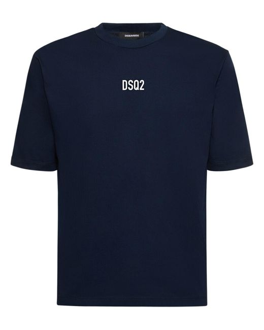 DSquared² T-shirt Aus Bio-baumwolle Mit Logo in Blue für Herren