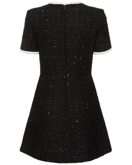 Vestido corto de tweed con manga corta Valentino de color Black
