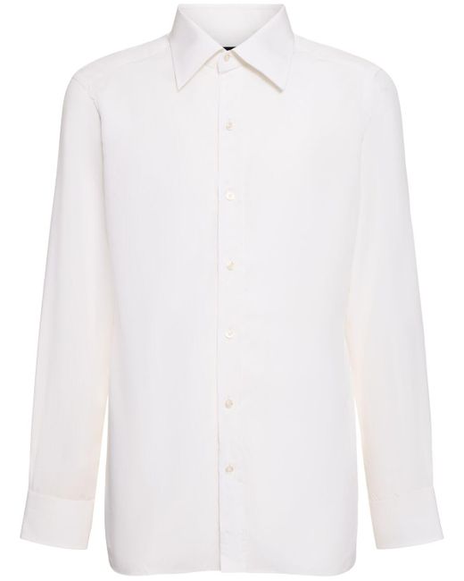 Tom Ford White Slim Fluid Silk Blend Shirt for men