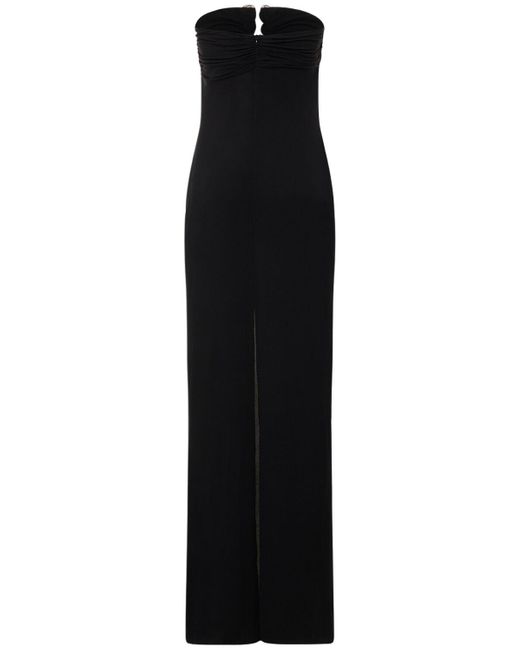 Magda Butrym Black Draped Jersey Long Dress