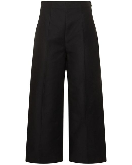 Pantaloni cropped vita alta in cady di cotone di Marni in Black