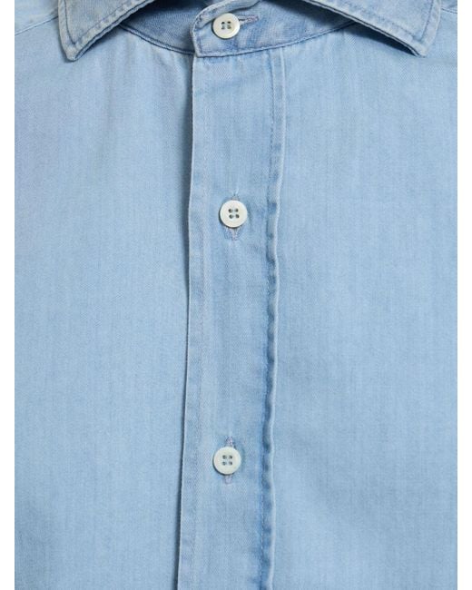 Brunello Cucinelli Leichtes Denimhemd in Blue für Herren