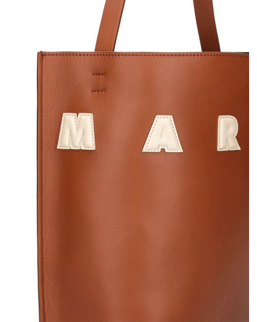 Marni Brown Small Museo Leather Hobo Bag