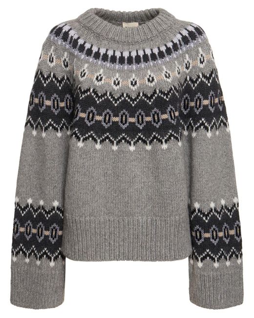 Khaite Gray Halo Intarsia Cashmere And Mohair Sweater