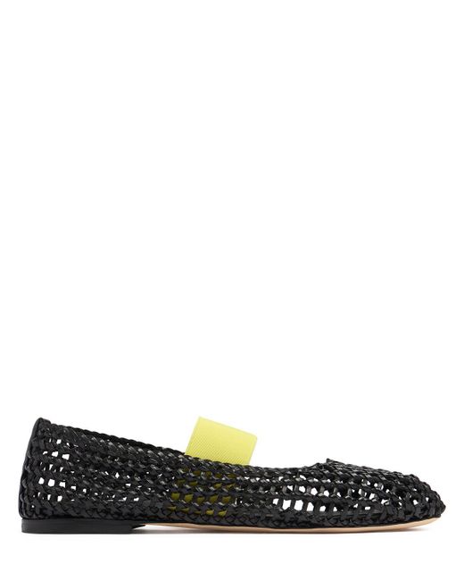 MSGM Green 10mm Hohe Ballerinas Aus Ledermesh