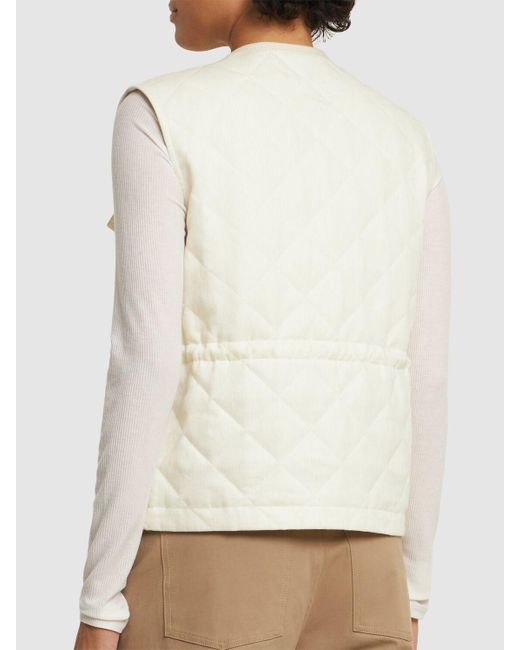 【MONCLER】Vigny ベスト リネン素材 ダイヤモンドキルティング MONCLER】Vigny ベスト リネン素材 ダイヤモンドキルティング