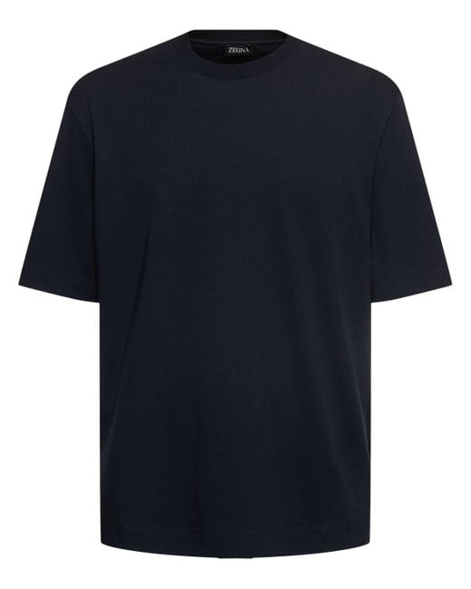 メンズ Zegna コットン&シルクtシャツ Blue