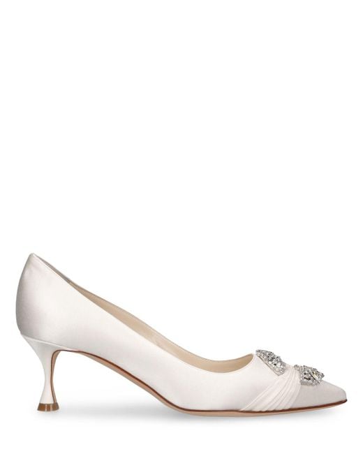 Manolo Blahnik Maidapump サテンパンプス 50mm Natural