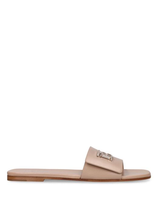 Burberry Pink 10mm Sloane Leather Flat Sandals