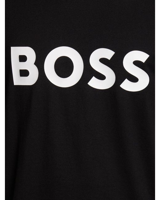 Camiseta de algodón con logo Boss de hombre de color Black