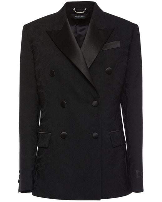 Versace Black Barocco Tailored Wool Jacket