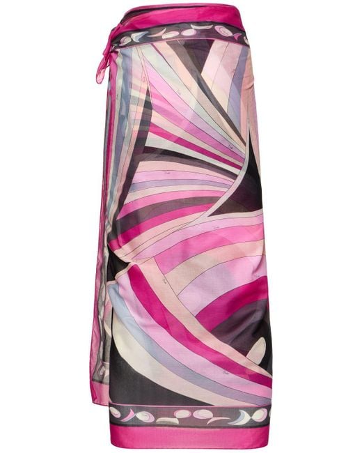 Emilio Pucci Pink Printed Cotton Pareo Skirt