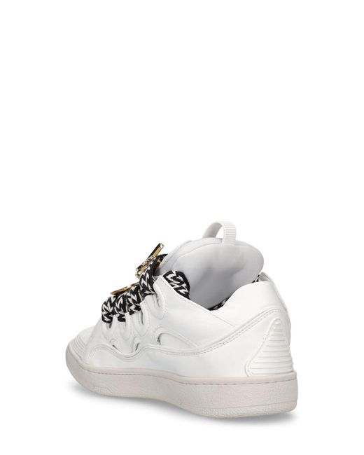 Lanvin White Curb Leather And Pins Sneakers