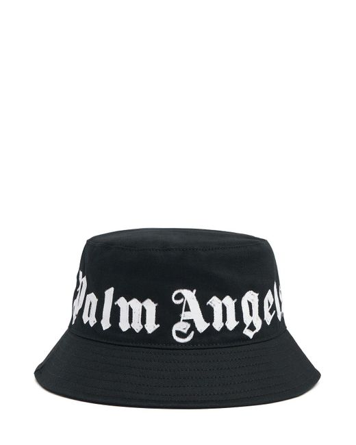 Palm Angels Black Neck Logo Cotton Bucket Hat for men
