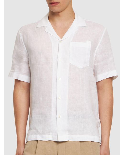 Chemise à manches courtes en lin angelo Frescobol Carioca pour homme en coloris White