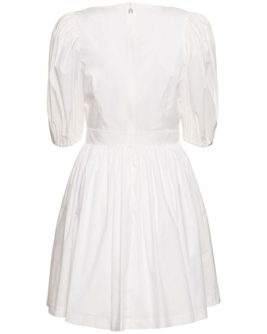 ROTATE BIRGER CHRISTENSEN White Marie Puff Sleeve Cotton Mini Dress