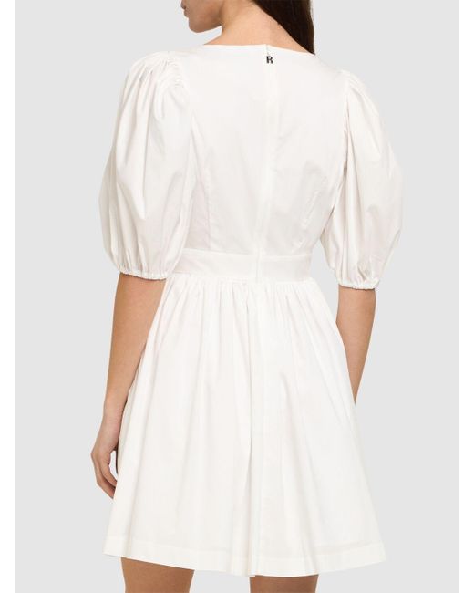 ROTATE BIRGER CHRISTENSEN White Marie Puff Sleeve Cotton Mini Dress