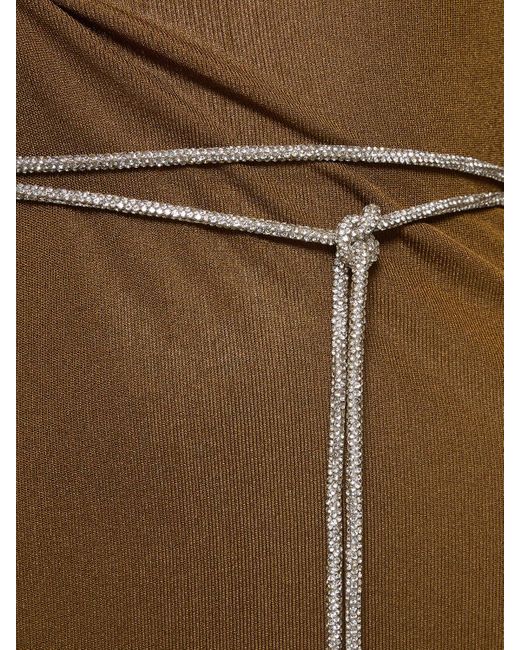 Alexandre Vauthier Natural Viscose Knit Dress W/ Embellished Belt