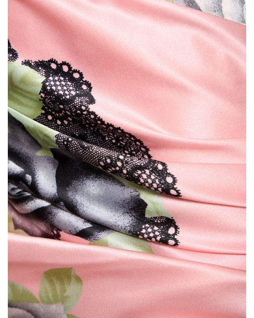 Vestito da sera in raso di seta stampato di Alessandra Rich in Pink