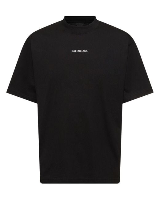 メンズ Balenciaga 反射機能ロゴコットンtシャツ Black