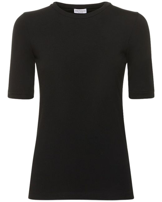 Brunello Cucinelli Black T-shirt Aus Stretch-jersey