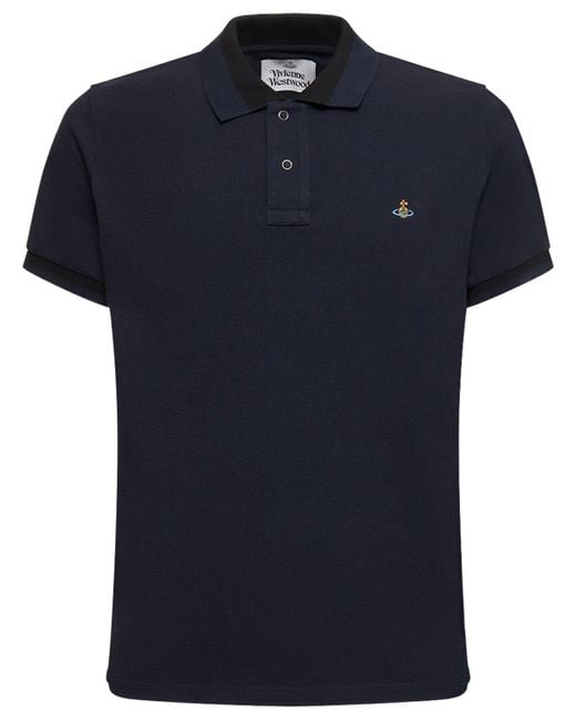 Polo en piqué de coton à logo brodé Vivienne Westwood pour homme en coloris Blue