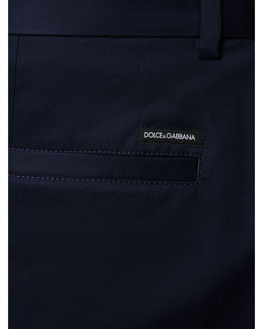 Dolce & Gabbana Blue Wide Cotton Gabardine Chino Pants for men
