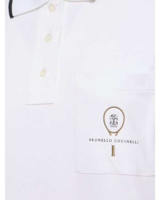 Brunello Cucinelli White Cotton Jersey Polo Mini Dress