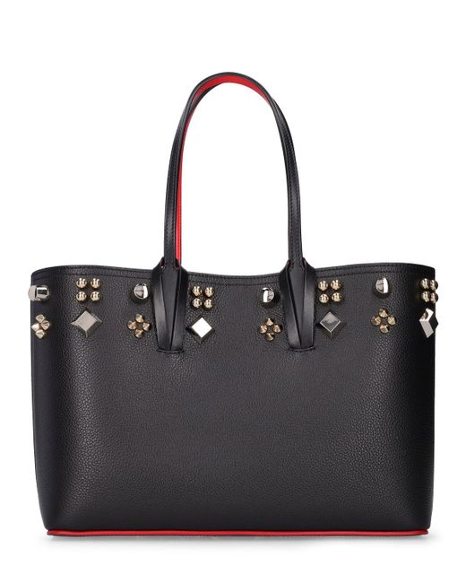 Christian Louboutin Black Small Cabata Spiked Leather Tote Bag
