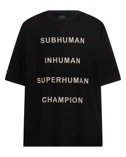 Rick Owens Black Champion Tommy T Cotton T-Shirt for men