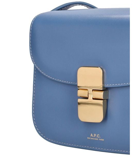 A.P.C. Blue Mini Grace Smooth Leather Bag