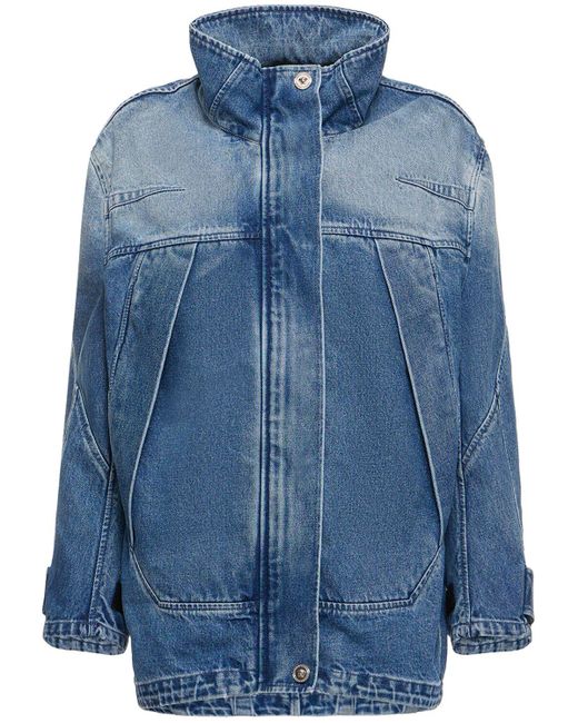 Versace Blue Denim High Neck Jacket