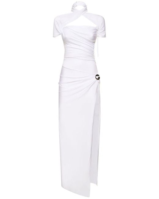 Lvr exclusive vestido largo de jersey drapeado Coperni de color White