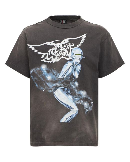 Saint Michael Black Sorayama X T-shirt for men