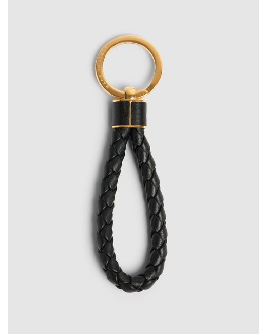 Bottega Veneta Black Intreccio Leather Key Ring