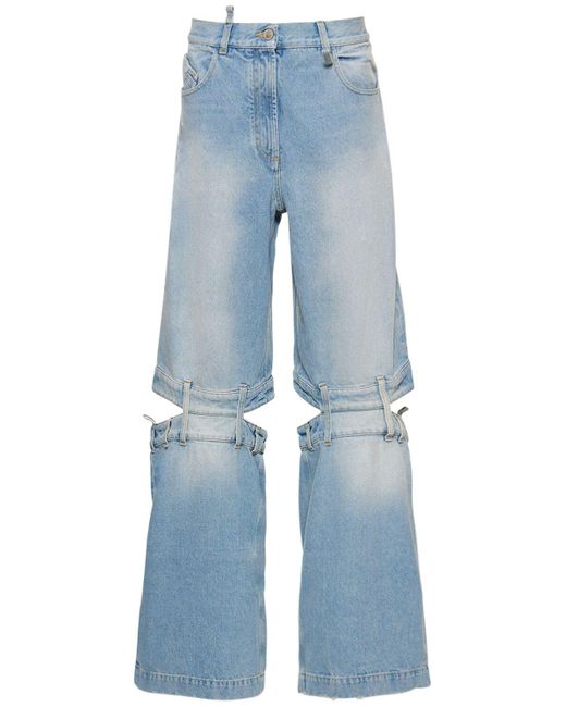 Jeans de denim con abertura The Attico de color Blue