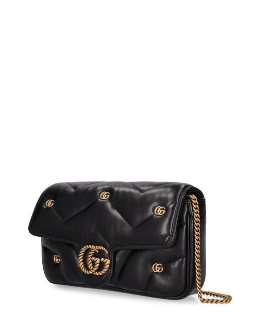 Gucci Black Mini Schultertasche Aus Leder "gg Marmont"