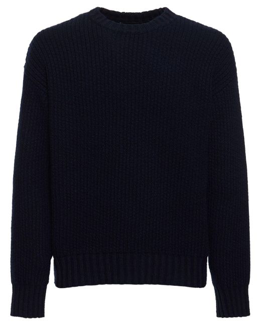 Alanui Blue Cashmere & Cotton Knit Sweater for men