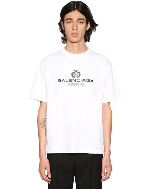 Balenciaga T-shirt Aus Baumwolljersey Mit Druck in White für Herren