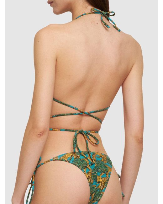 Reina Olga Green Miami Printed Wraparound Bikini