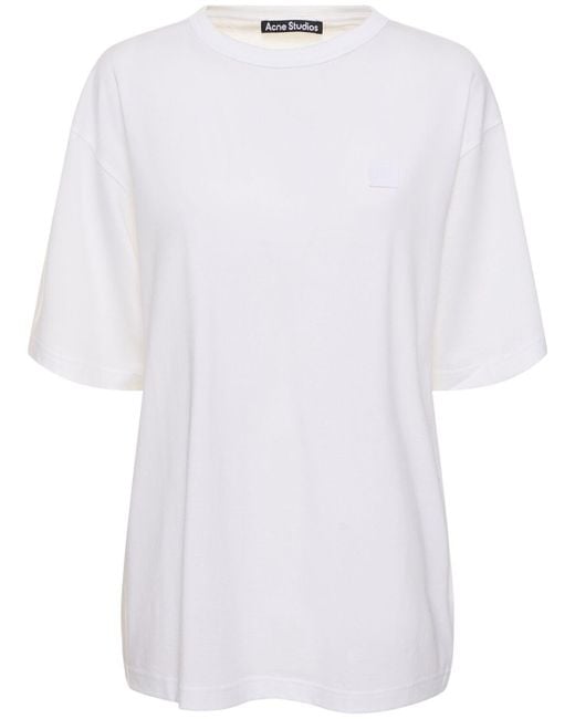 Acne White Cotton Jersey Short Sleeve T-Shirt