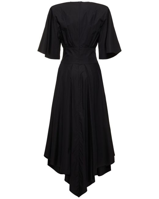 Alexandre Vauthier Black Cotton Poplin S/s Flared Midi Dress