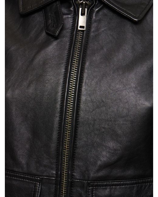 Weekend by Maxmara Black Aller Zip-up Leather Jacket