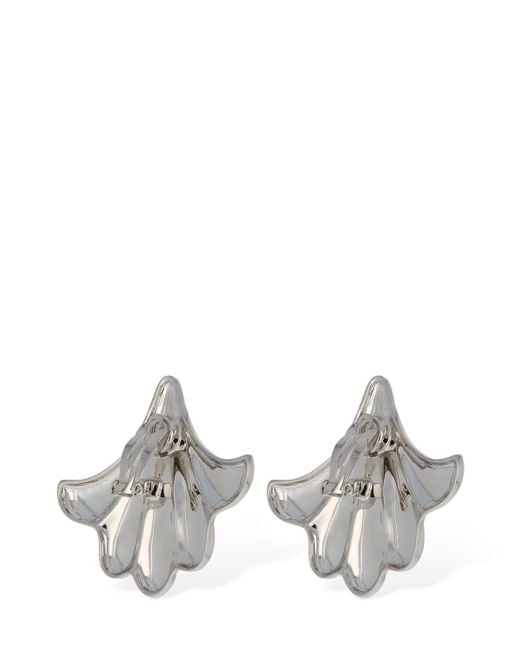 Flower stud clip-on earrings di Rabanne in White