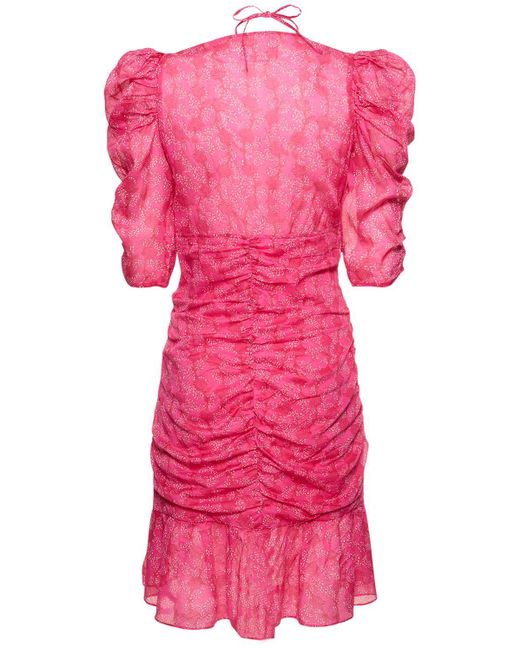 Isabel Marant Pink Galdino Puff Sleeve Cotton Mini Dress