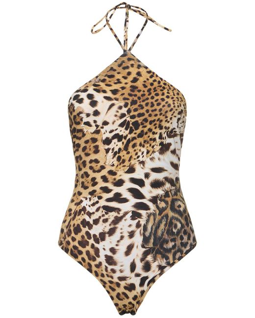 Body in lycra leopard di Roberto Cavalli in White