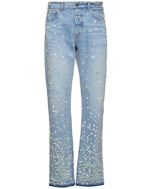 Amiri Blue Floral Embellished Straight Denim Jeans for men