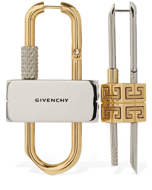 Givenchy Metallic Mismatched Lock Logo Earrings